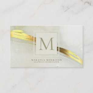 Modern Gold Ink Monogram Abstract Business Card