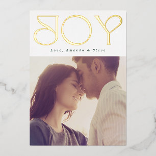 Modern GOLD JOY Christmas Photo Foil Holiday Card