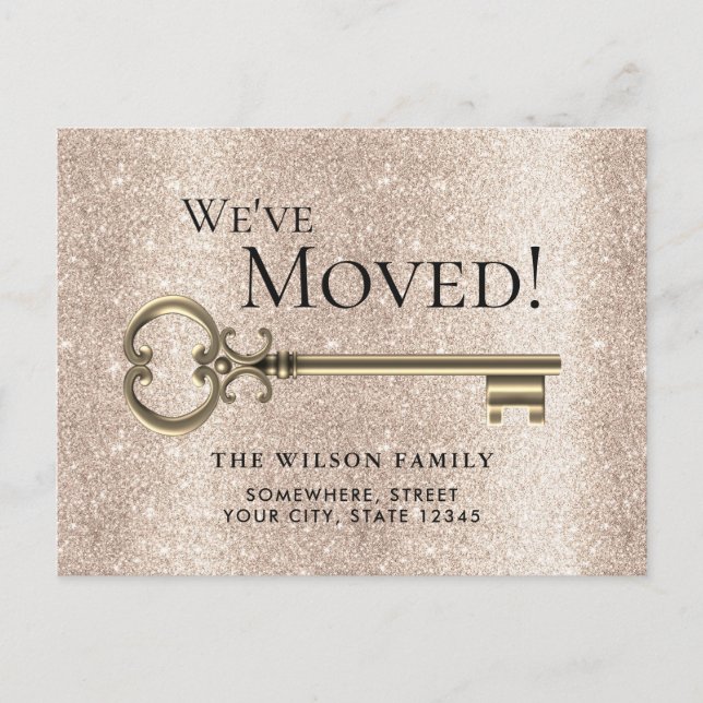 Modern Gold Key New Address Moving Announcement (Front)