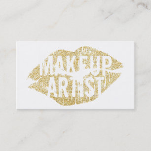 Modern Gold Kiss Bold Text Makeup Artist Business Card