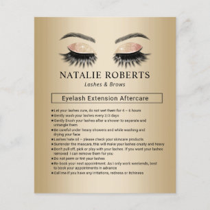 Modern Gold Lash Extensions Aftercare Instruction Flyer