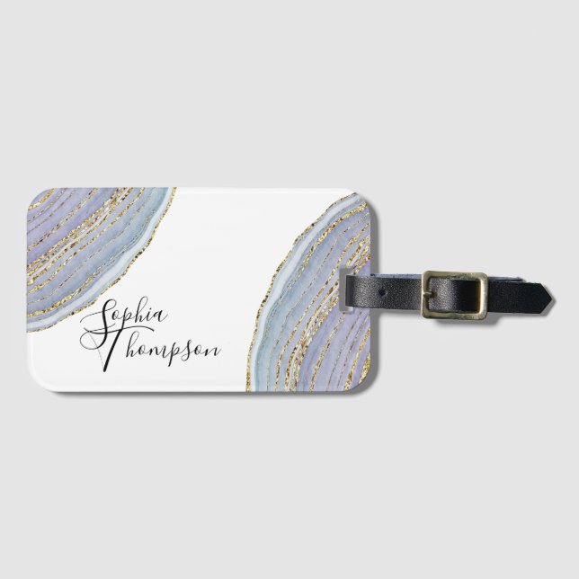 Modern Gold Lavender Geode Agate - Luggage Tag (Front Horizontal)