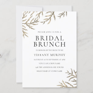 Modern Gold Leaf Elegant Bridal Brunch Invitation