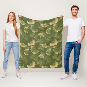 Modern Gold Leaf Pattern Fleece Blanket