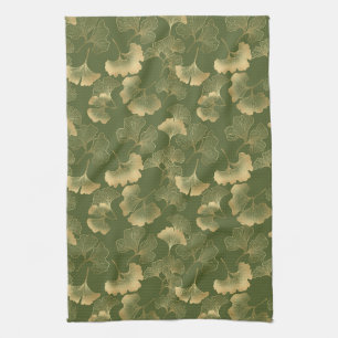 Modern Gold Leaf Pattern Kitchen Towel