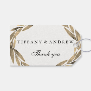 Modern Gold Leaf Wreath Wedding Gift Favour Tag