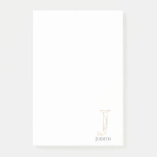 Modern Gold Letter J Monogram Personalized Post-it Notes