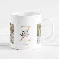 Modern Gold Letter Z Flower | Two Photo Monogram