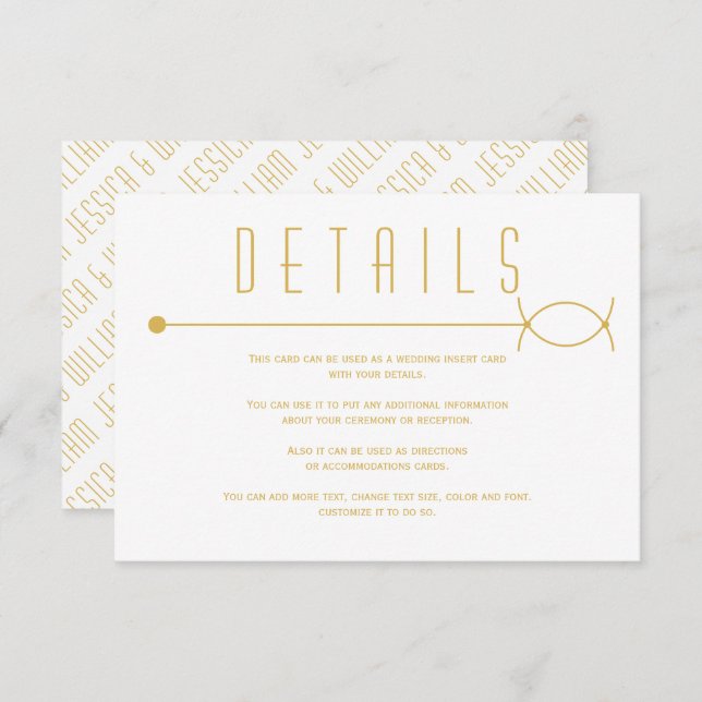 Modern gold line and overlapping circles wedding  enclosure card (Front/Back)