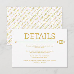 Modern gold line with leaf and arrow wedding enclosure card