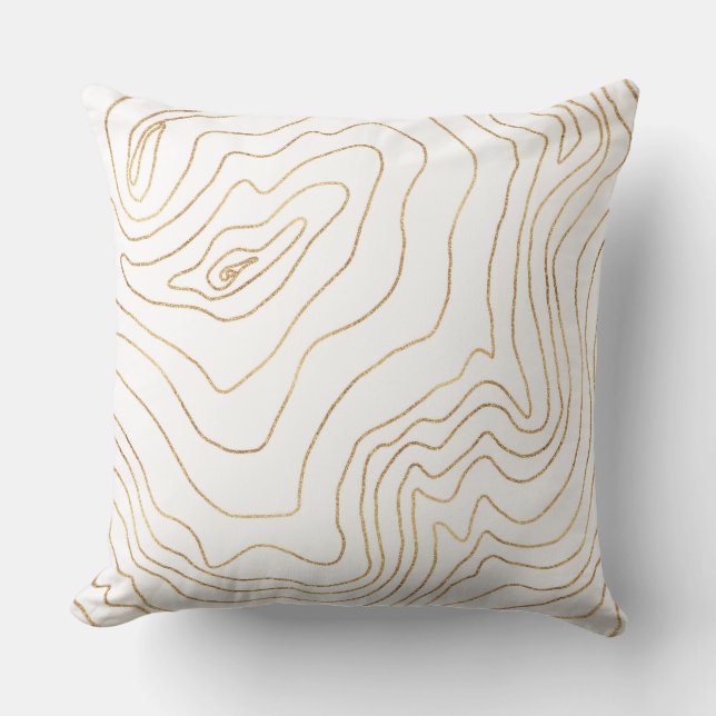 Modern Gold lines Minimalist Hand Drawn Design Throw Pillow (Front)