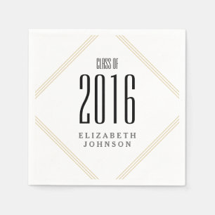 Modern Gold Lines, Personalized Graduation Napkin