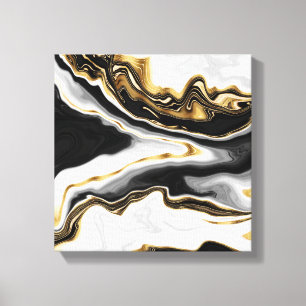 Modern Gold Liquid Swirl Painting Aesthetic Design Canvas Print