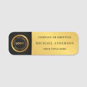 Modern & Gold Logo Corporate Professional Employee Name Tag