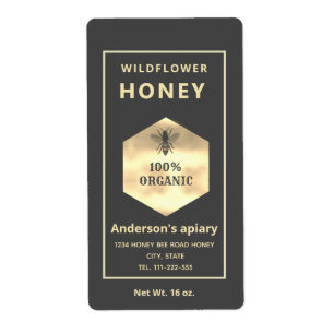 Modern gold logo honey bee honey jar