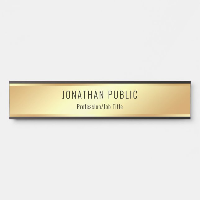 Modern Gold Look Glamourous Personalized Template Door Sign (Front)