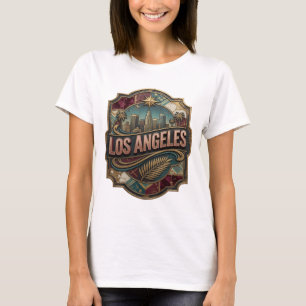 Modern Gold LOS ANGELES Artistic Motif T-Shirt