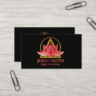 Modern Gold Lotus Logo Elegant Floral Yoga Spa Business Card