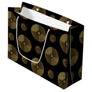 Modern Gold Luxury Art Deco Circles Large Gift Bag