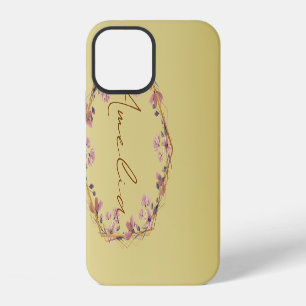 Modern gold Luxury typography floral watercolor gr iPhone 12 Case