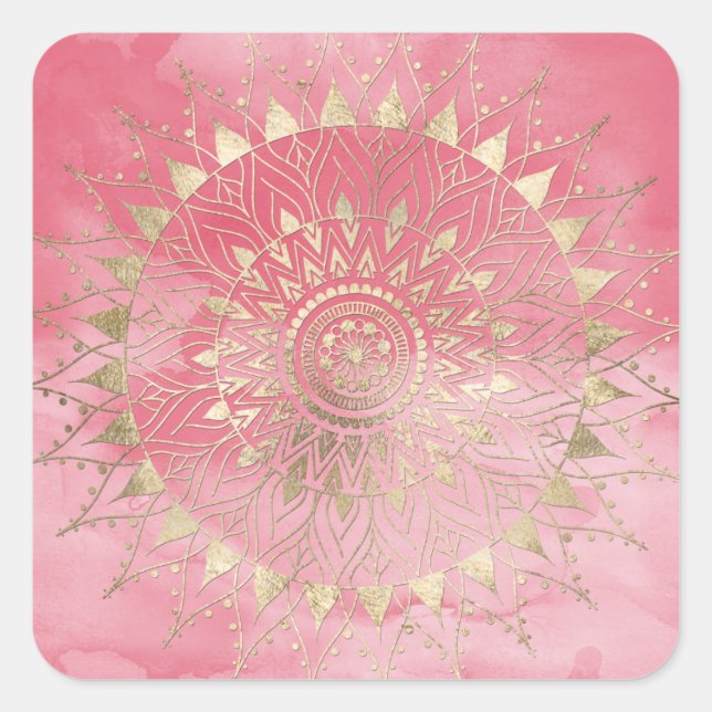 Modern  gold mandala square sticker (Front)