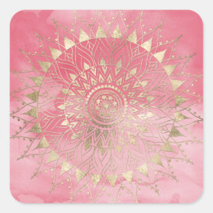 Modern  gold mandala square sticker