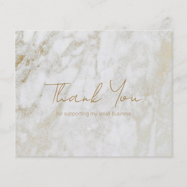 Modern Gold Marble Budget Business Thank You Card (Front)