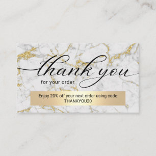 Modern Gold Marble Business Thank You  Business Card