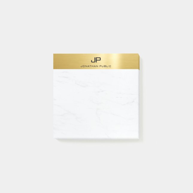Modern Gold Marble Elegant Simple Design Plain Post-it Notes (Front)