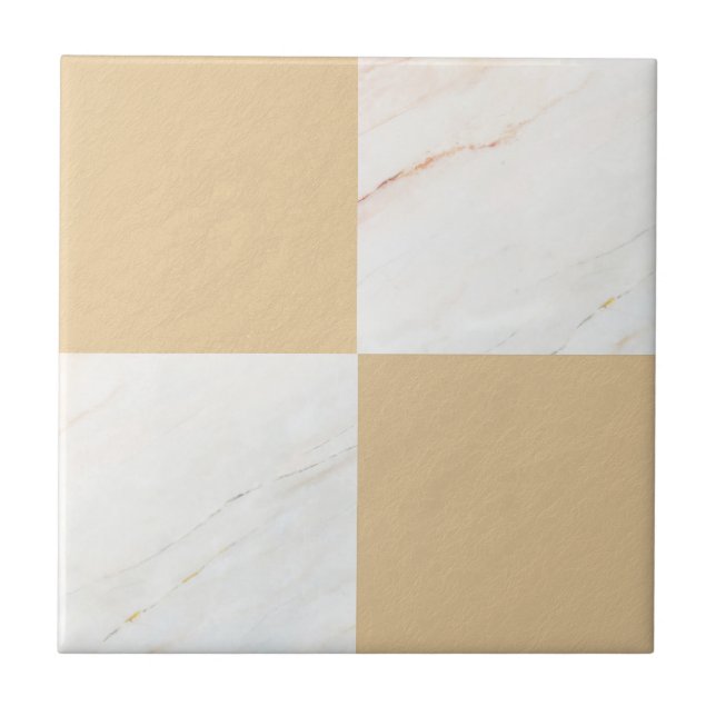 Modern Gold Marble Geometric Chequered Tile (Front)