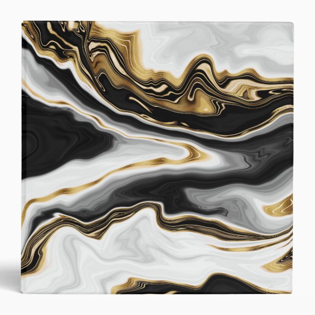 Modern Gold Marble Painting Aesthetic Binder (Front)