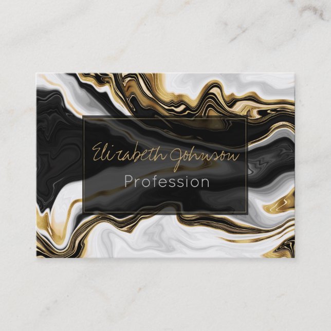 Modern Gold Marble Painting Aesthetic Business Card (Front)