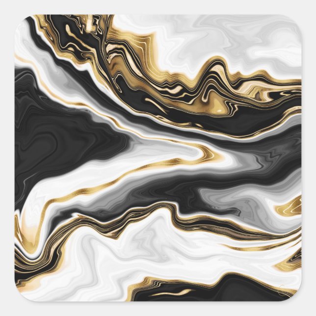 Modern Gold Marble Painting Aesthetic Square Sticker (Front)