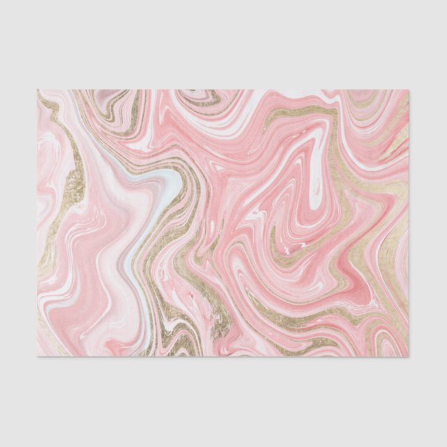 Modern gold marble pastel pink coral chic pattern tissue paper (Front)