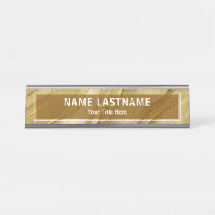 Modern Gold Marble Sign for Business & Office Desk