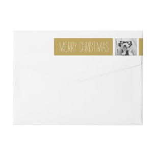 Modern Gold Merry Christmas One Photo Wrap Around Label