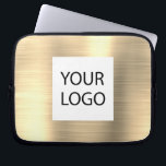 Modern Gold Metallic - Custom Logo Promotional Laptop Sleeve<br><div class="desc">Modern Silver Faux Metallic Stainless Gold Elegant Custom Logo Promotional Laptop Bag or Sleeve Promotional (promo) advertisement Case. This case can be customized to include your company or business logo.</div>