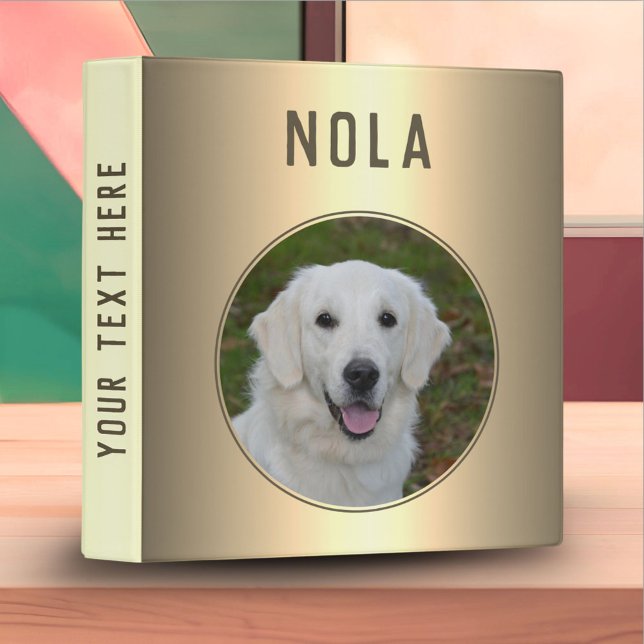 Modern Gold Metallic Dog Pet Photo Album Binder (Creator Uploaded)