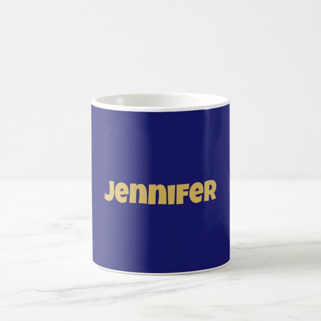 Modern Gold Midnight Blue Colour Plain Unique Coffee Mug (Center)