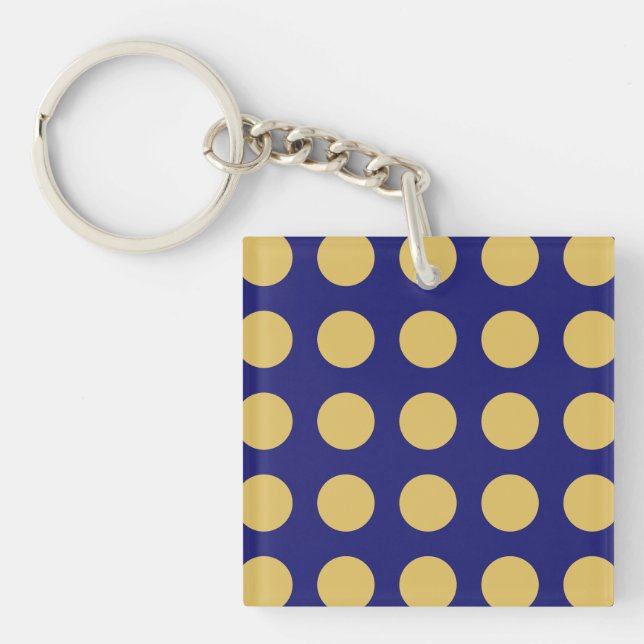 Modern Gold Midnight Blue Colour Plain Unique Keychain (Front)