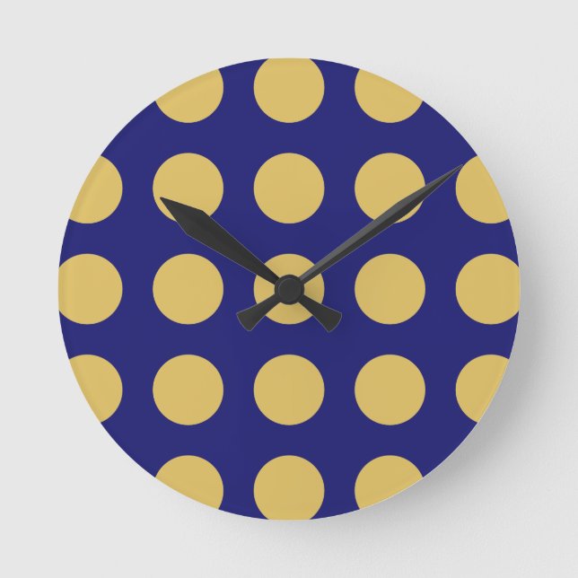 Modern Gold Midnight Blue Colour Plain Unique Round Clock (Front)