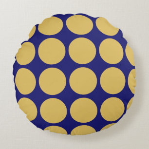 Modern Gold Midnight Blue Colour Plain Unique Round Pillow