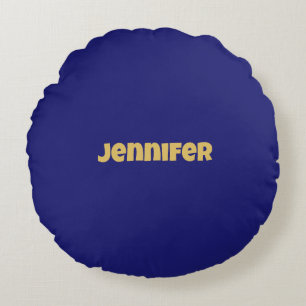 Modern Gold Midnight Blue Colour Plain Unique Round Pillow