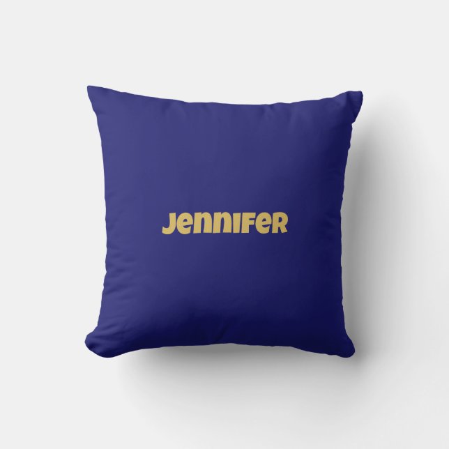 Modern Gold Midnight Blue Colour Plain Unique Throw Pillow (Front)