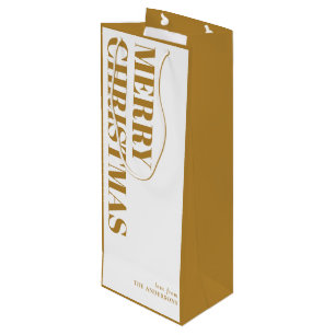Modern Gold Minimal Contemporary Merry Christmas Wine Gift Bag