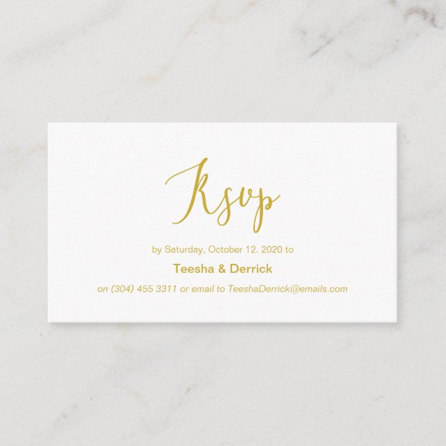 Modern Gold minimalism typeface, Wedding RSVP Enclosure Card (Front)