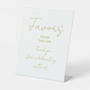 Modern Gold Minimalist Elegant Script Favours Pedestal Sign