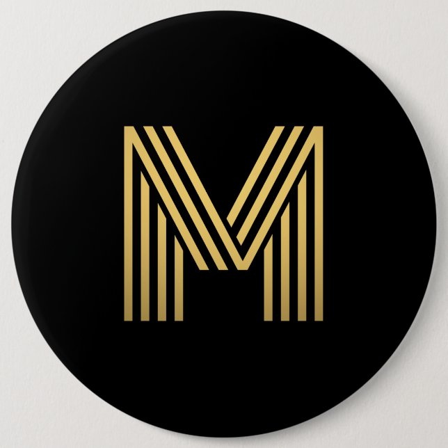 Modern Gold Monogram 6 Inch Round Button (Front)