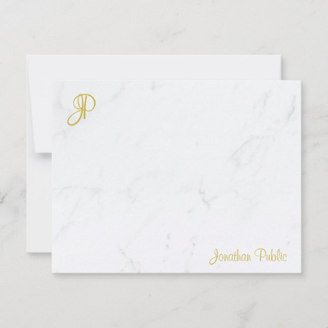 Modern Gold Monogram Calligraphy Marble Template (Front)
