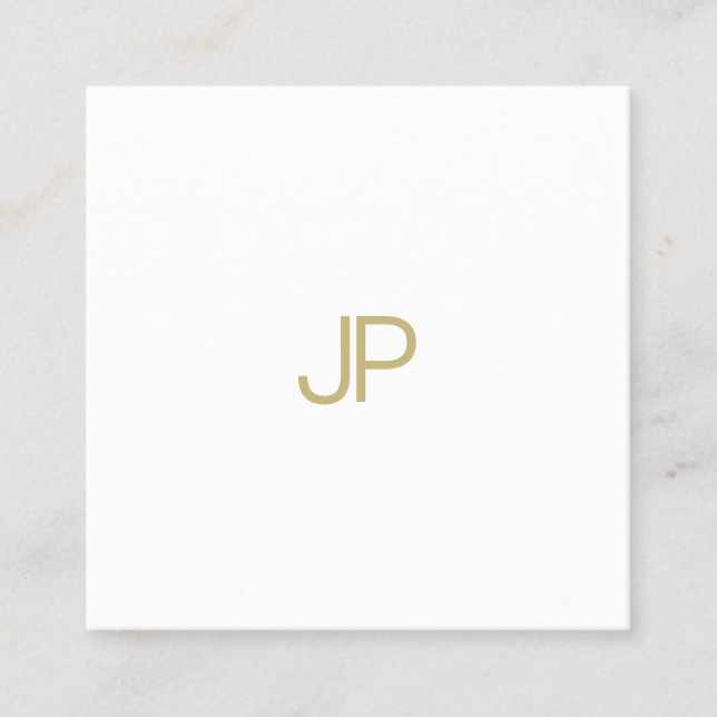 Modern Gold Monogram Chic Professional Template Square Business Card (Front)